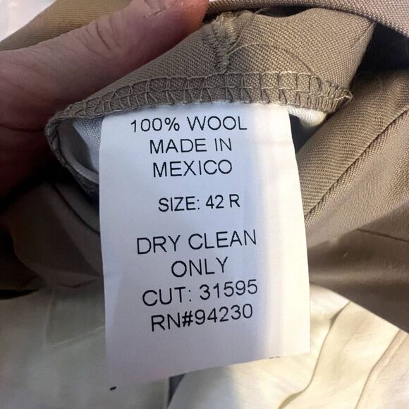 Paul Fredrick Tailored Fit 100% Wool Tan Dress Pants Size 42R/25 - Picture 7 of 8